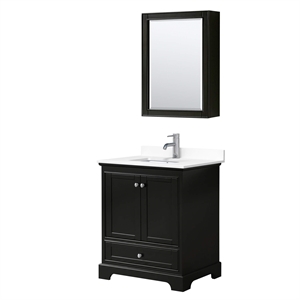 Wyndham Collection Deborah 30&quot Wood Single Bathroom Vanity in Espresso/White
