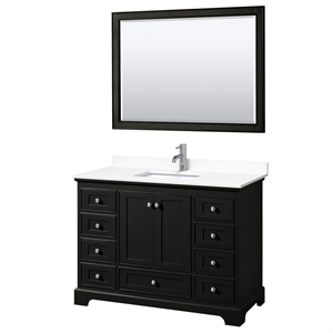Wyndham Collection Deborah 48&quot Mirror Wood Single Bathroom Vanity in Espresso