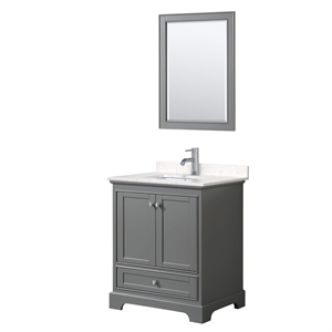 Wyndham Collection Deborah 30&quot Light-Vein Wood Single Bathroom Vanity in Gray