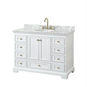 Wyndham Collection Deborah 48&quot Metal Single Bathroom Vanity in White/Brush Gold