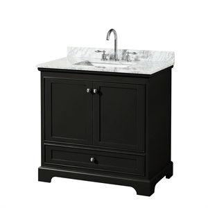 Wyndham Collection Deborah 36&quot Wood & Metal Single Bathroom Vanity in Espresso