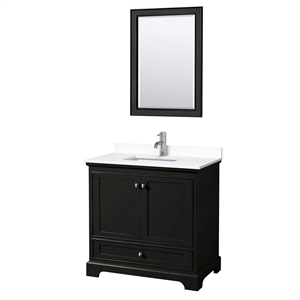 Wyndham Collection Deborah 36&quot Metal Single Bathroom Vanity in Espresso/White