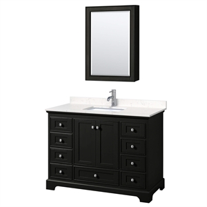 Wyndham Collection Deborah 48&quot Carrara & Wood Single Bathroom Vanity in Espresso