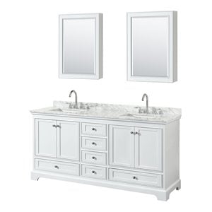 Wyndham Collection Deborah 72&quot Cabinets Wood Double Bathroom Vanity in White