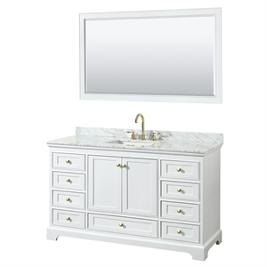 Wyndham Collection Deborah 60&quot Metal Single Bathroom Vanity in Brush Gold/White