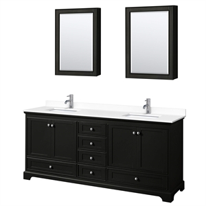 Wyndham Collection Deborah 80&quot Plywood Double Bathroom Vanity in Dark Espresso