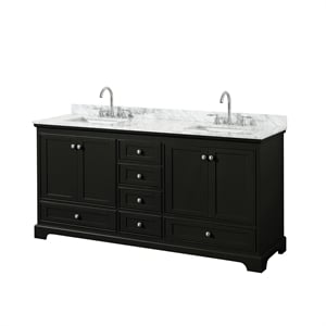 Wyndham Collection Deborah 72&quot Marble Double Bathroom Vanity in Dark Espresso