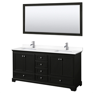 Wyndham Collection Deborah 72&quot Wood Double Bathroom Vanity in Espresso/White