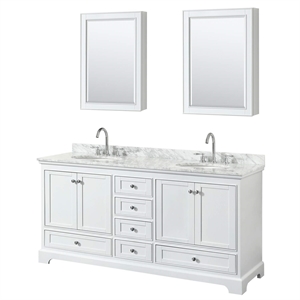 Wyndham Collection Deborah 72&quot Oval Sinks Wood Double Bathroom Vanity in White