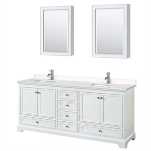 Wyndham Collection Deborah 80&quot Square Sinks Wood Double Bathroom Vanity in White