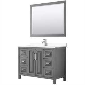 Wyndham Collection Daria 48&quot Square Sink Wood Single Bathroom Vanity in Gray