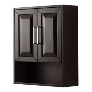 wyndham collection daria wood wall-mounted storage cabinet in espresso/chrome
