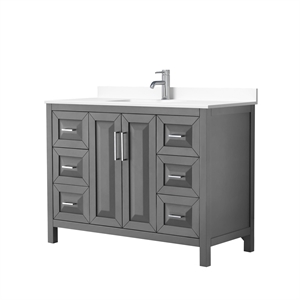 Wyndham Collection Daria 48&quot Wood Single Bathroom Vanity in Dark Gray/Chrome