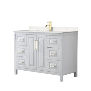 Wyndham Collection Daria 48&quot Wood Single Bathroom Vanity in White/Gold Trim