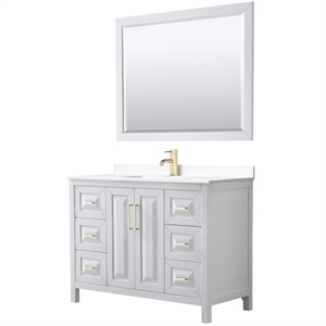 Wyndham Collection Daria 48&quot Wood & Metal Single Bathroom Vanity in White/Gold