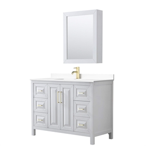Wyndham Collection Daria 48&quot Metal & Wood Single Bathroom Vanity in White/Gold
