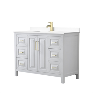 Wyndham Collection Daria 48&quot Wood Single Bathroom Vanity in White/Gold