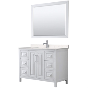 Wyndham Collection Daria 48&quot Light-Vein Wood Single Bathroom Vanity in White