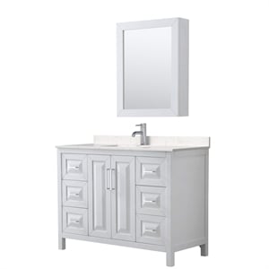 Wyndham Collection Daria 48&quot Light Vein Wood Single Bathroom Vanity in White