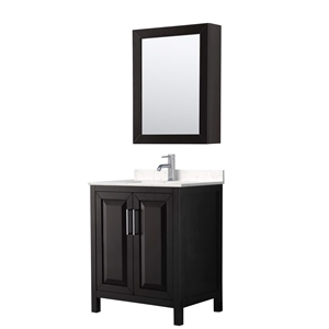 Wyndham Collection Daria 30&quot Light Vein Wood Single Bathroom Vanity in Espresso