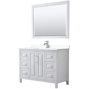 Wyndham Collection Daria 48&quot Square Sink Wood Single Bathroom Vanity in White