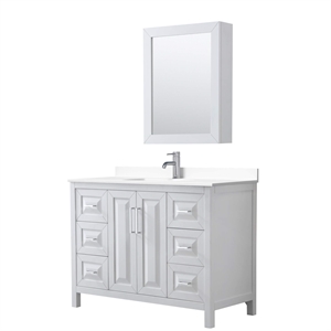 Wyndham Collection Daria 48&quot Square-Sink Wood Single Bathroom Vanity in White