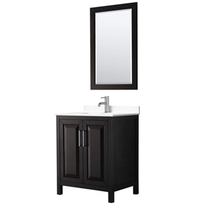 Wyndham Collection Daria 30&quot Square Sink Wood Single Bathroom Vanity in Espresso