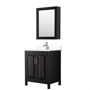 Wyndham Collection Daria 30&quot Square-Sink Wood Single Bathroom Vanity in Espresso