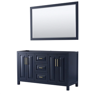 Wyndham Collection Daria 60&quot No Sink Wood Double Bathroom Vanity in Gold/Blue