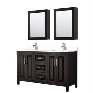 Wyndham Collection Daria 60&quot MDF Wood Double Bathroom Vanity in Espresso/Chrome