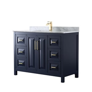 Wyndham Collection Daria 48&quot No Mirror Wood Single Bathroom Vanity in Blue/Gold