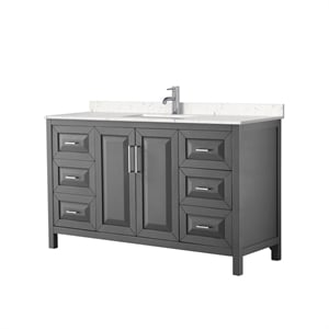 Wyndham Collection Daria 60&quot Light Vein Wood Single Bathroom Vanity in Gray