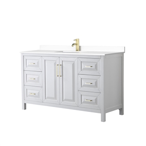 Wyndham Collection Daria 60&quot Wood Single Bathroom Vanity in White/Gold
