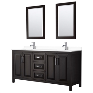 Wyndham Collection Daria 72&quot Wood & Metal Double Bathroom Vanity in Espresso