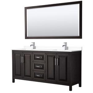 Wyndham Collection Daria 72&quot Metal & Wood Double Bathroom Vanity in Espresso