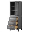 Wyndham Collection Daria 3-drawer Wood Linen Tower Cabinet in Gray/Chrome