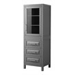 Wyndham Collection Daria 3-drawer Wood Linen Tower Cabinet in Gray/Chrome