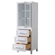 Wyndham Collection Daria 3-drawer Wood Linen Tower Cabinet in White/Chrome
