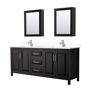Wyndham Collection Daria 80&quot Wood Double Bathroom Vanity in Dark Espresso/Chrome