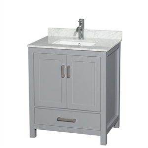 Wyndham Collection Sheffield 30&quot Wood Single Bathroom Vanity in White/Gray