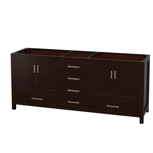 Wyndham Collection Sheffield 79&quot Solid Wood Double Bathroom Vanity in Espresso