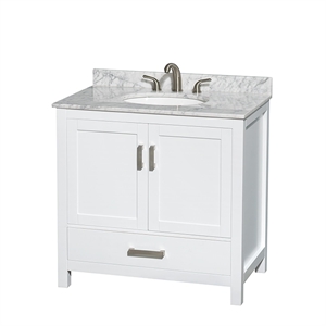 Wyndham Collection Sheffield 36&quot Metal Single Bathroom Vanity in White/Chrome