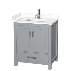 Wyndham Collection Sheffield 30&quot No Mirror Metal Single Bathroom Vanity in Gray