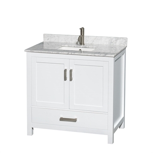 Wyndham Collection Sheffield 36&quot Metal & Wood Single Bathroom Vanity in White