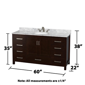 Wyndham Collection Sheffield 60&quot Wood Single Bathroom Vanity in White/Espresso