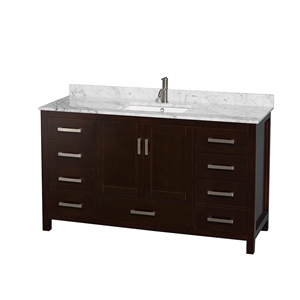 Wyndham Collection Sheffield 60&quot Metal Single Bathroom Vanity in White/Espresso