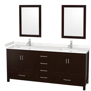 Wyndham Collection Sheffield 80&quot Mirrors Wood Double Bathroom Vanity in Espresso