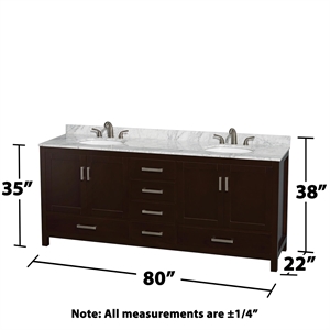 Wyndham Collection Sheffield 80&quot Wood Double Bathroom Vanity in Espresso/White