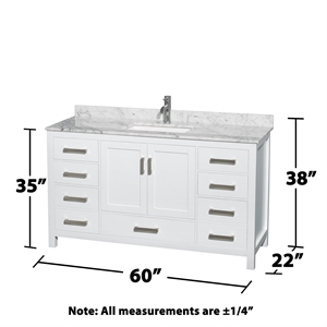 Wyndham Collection Sheffield 60&quot Wood & Metal Single Bathroom Vanity in White