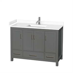 Wyndham Collection Sheffield 48&quot Wood Single Bathroom Vanity in Dark Gray